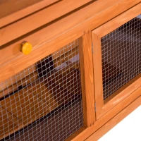 PawHut Cage à lapin poulailler clapier en bois de pin de grande taille avec 2 étages râtelier à foin toit ouvrant dim.120L x 48l x100H cm(m-8)