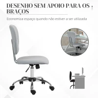 Vinsetto Cadeira de Escritório Giratória de Couro PU com Altura Ajustável e Função Basculante 50x54x87,5-96,5 cm Cinza Claro(m-7)