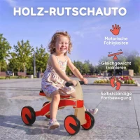AIYAPLAY Rutschauto Kinder, Holz Rutschfahrzeug mit EVA-Rädern, höher Rückenlehne Kinder von 2–3 Jahre, Rot(m-4)