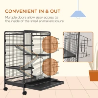 PawHut 4 Levels Removable Small Animal Cage, 95cm - Black(m-7)