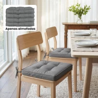 Outsunny Conjunto de Almofadas para Cadeiras de Jantar 42x42x5 cm Jogo de 4 Peças Almofadas para Cadeiras de Jardim Impermeáveis Cinzento(m-7)