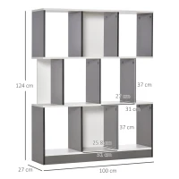 HOMCOM Bibliotecă cu 8 Rafturi pentru Sufragerie și Dormitor, din Lemn, 100x24x124 cm, Gri Închis(m-3)