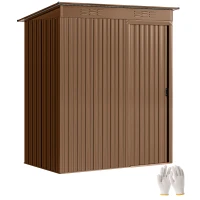 Outsunny Magazie de Grădină din Metal cu Grile de Ventilație și Ușă Glisantă, 159x106x181 cm, Maro(m-11)