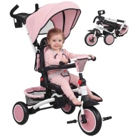 AIYAPLAY Kinderdreirad, 6-in-1 Buggy für Kleinkinder, mit Schiebegriff, verstellbarer Sitz, faltbares Design, Sicherheitsnetz(m-12)
