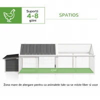 PawHut Coteț din Lemn pentru Găini cu Cuib, Acoperiș Rabatabil, pentru 4-8 Găini(m-4)