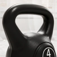HOMCOM Kettlebell 4kg din plastic și nisip cu bază plată și mâner, 18x12x20 cm, negru(m-9)