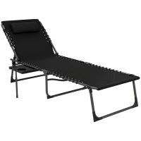 Outsunny Sonnenliege klappbar Gartenliege mit Kopfkissen, Liegestuhl mit 5-Fach verstellbare Rückenlehne bis 120 kg(m-12)