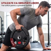SPORTNOW Set Discuri Greutăți 2x15 kg cu Orificiu 5 cm și 3 Mânere(m-4)