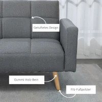 HOMCOM 2 in 1 Schlafsofa 205 x 88 cm Sofa mit Bettfunktion, Couch mit Sitzkissen, Leinenoptik Grau(m-6)