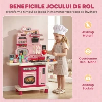 AIYAPLAY Bucătărie de Jucărie pentru Copii cu Lumini și Sunete, Vârste 3-6 Ani, Roz(m-7)