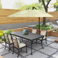 Outsunny Ampelschirm Alu Ø 260 cm Sonnenschirm, wasserdicht Kurbelschirm mit Ständer, Kurbel, Beige(m-9)