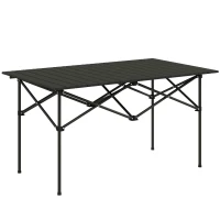 Outsunny Campingtisch Klapptisch mit Aufrollbare Tischplatte Gartentisch aus Aluminium 2 Personen 95 x 55cm Schwarz(m-1)