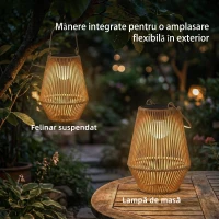 Outsunny Lămpi Solare din Ratan Impermeabile Ip44, 16x16x21 cm, Maro(m-8)