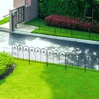 Outsunny Gard Exterior cu 5 Panouri din Metal și Țăruși, 305x79,5 cm, Negru(m-7)