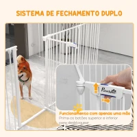PawHut Parque para Cães de 8 Painéis 64x90 cm Dobrável de Aço com Duplo Travamento Função de Bloqueio e Formato Modular Branco(m-6)