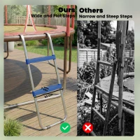 SPORTNOW Trampolinleiter 32/63 cm 2 Stufen Einstiegsleiter Trampolin-Leiter bis 150 kg mit verzinktem Stahlrahmen Blau(m-5)