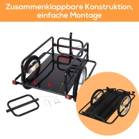 HOMCOM Fahrradanhänger Klappbar Lastenanhänger mit Kupplung, Kuppler & Reflektoren Transportwagen bis 40 kg belastbar, Transportanhänger Anhänger für Camping, Einkaufen, Umzug 155 x 71,5 x 77 cm(m-5)