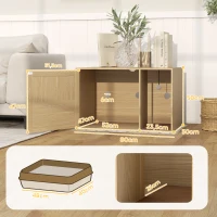 PawHut Móvel Caixa de Areia para Gatos Caixa de Areia para Gatos com Tapete de Arranhar e Porta de Vime 80x50x50 cm Branco(m-3)