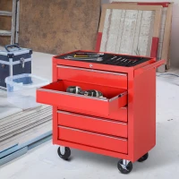 DURHAND Rollschrank, Werkzeugschrank für Garage, Schuppen, Stahl, 69L x 33B x 75H cm, Rot(m-2)