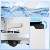 HOMCOM Tragbare Klimaanlage 12000 BTU, Klimagerät mit Kühl-, Entfeuchtungs-, Ventilator- , Schlafmodus, WiFi Sprachsteuerung(m-9)
