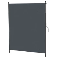 Outsunny Seitenmarkise, Montage ohne Bohren, höhenverstellbar, mit Handkurbel, Metallrahmen, grau, 2 x 2,15-3,05 m(m-1)
