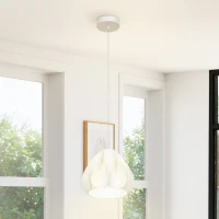 HOMCOM Candeeiro Suspensoo Moderno Candeeiro de Teto com Ecrã de Impressão 3D Iluminação para Sala de Jantar Ø20,5x17,5 cm Branco(m-9)