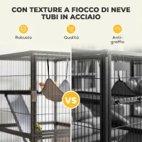 PawHut Gabbia per Piccoli Animali a 4 Livelli con Rampe, Piattaforme, Amaca e Ruote, 52x52x115 cm, Grigio(m-8)