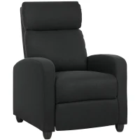 HOMCOM Relaxsessel, verstellbar 135°, ausziehbare Fußstütze, gepolsterte Lehnen, Leinen-Polyester, Schwarz(m-1)