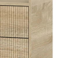 HOMCOM Bedside Table with 2 Drawers, Side End Table with Metal Legs for Bedroom, Living Room, Natural Wood Finish(m-10)