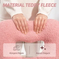 HOMCOM Scaun de Birou Rotativ cu Spătar în Formă de Inimă, Înălțime Reglabilă, Țesătură Teddy, 45x56x78-88 cm, Roz(m-5)