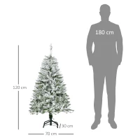 HOMCOM Árvore de Natal Artificial 120 cm com Neve Ignífugo com 200 Ramos Folhas de PVC Abertura Automática Base Dobrável Verde(m-3)
