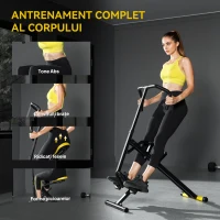 SPORTNOW Mașină Total Crunch Pliabilă cu Sediș Reglabil, din Metal și Plastic, 57x105x115 cm, Galben(m-7)