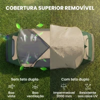 Outsunny Tenda de Campismo Familiar para 5-6 Pessoas Dobrável com 2 Quartos e Bolsa de Transporte  450x215x180 cm Verde e Marrom(m-4)