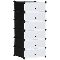 HOMCOM Modulares Regalsystem für 6 Paar Schuhe, 49 cm x 36,5 cm x 108 cm, Schwarz(m-1)