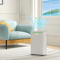 HOMCOM Desumidificador Elétrico 20L/Dia Depósito 2,5L Temporizador 24H Ecrã Digital para Ambientes até 25㎡ 32x23x49 cm Branco(m-9)