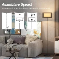 HOMCOM Lampadar Modern cu Abajur Dublu și Întrerupător cu Pedală, Ø33 x 152,5 cm, Negru(m-6)