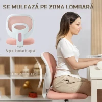 HOMCOM Scaun de Birou Ergonomic Rotativ din Material Tip Plasă Respirabil Fără Brațe, Înălțime Reglabilă, Roz(m-4)