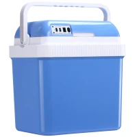 Outsunny Geleira Termoelétrico Portátil 24L Geleira Elétrica para Carro com Função de Resfriamento e Aquecimento 220-240V/12V DC para Campismo Piquenique Viagens 40x30x43cm Azul(m-10)