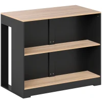 HOMCOM Bar Insulă Bucătărie cu 3 Rafturi pentru Living și Sufragerie, 113x60x90 cm, Negru și Lemn(m-1)