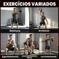 HOMCOM Peso Russo de 14 kg Kettlebell Fitness Preenchido de Areia com Punho Largo Antiderrapante 26x18x32 cm Preto(m-4)