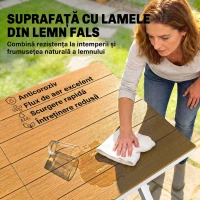 Outsunny Set de Masă pentru Exterior, 7 Piese, din Aluminiu, Lemn de Tec(m-5)