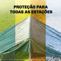 Outsunny Lona Impermeável Exterior 6x8 m Toldo PE 90 g/m² Proteção UV com Ilhós Reforçados para Lenha Móveis de Jardim Verde(m-4)