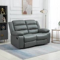 HOMCOM Relax-Sofa für 2 Personen, verstellbare Fußstützen und 135° Neigungswinkel, 168 cm x 98 cm x 102 cm, Grau(m-2)