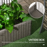 Outsunny Blumenkasten mit Spalier, wetterfest, Polyrattan, 103 x 29 x 103 cm, Grau(m-5)