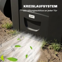 Outsunny 240L Gartenkomposter, Dreieckiger Kompostbehälter mit 3 Türen, Schwarz(m-8)