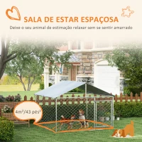 PawHut Canil de Exterior para Cães Médios Gaiola para Cães com Fechadura Toldo Impermeável e Anti-UV 200x200x150 cm Prata(m-5)