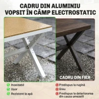 Outsunny Set de Masă pentru Exterior, 7 Piese, din Aluminiu, Lemn de Tec(m-4)