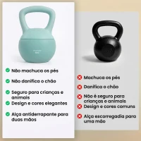 SPORTNOW Kettlebell de 4 kg Pesa Russa Preenchida de Areia Metálica e Alça Antiderrapante para Treino em Casa Ginásio 19x15x28 cm Verde(m-7)