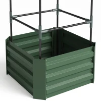 Outsunny Jardinière avec treillis ajustable, bac à fleurs avec cage à tomates acier galvanisé 61 x 61 x 187 cm vert(m-10)