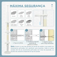 PawHut Arranhador para Gatos do Chão ao Teto com Altura Ajustável e 3 Plataformas em Forma de Nuvem 48x32x225-255 cm Branco(m-7)